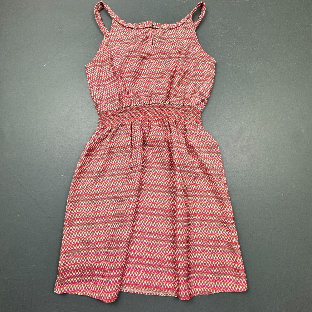 GAP Women's Medium Pink Orange Chevron Sleeveless Shift Casual Summer Knee Dress